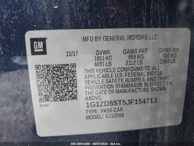 Chevrolet MALIBU LT 2018 1G1ZD5ST5JF154713 Image 9