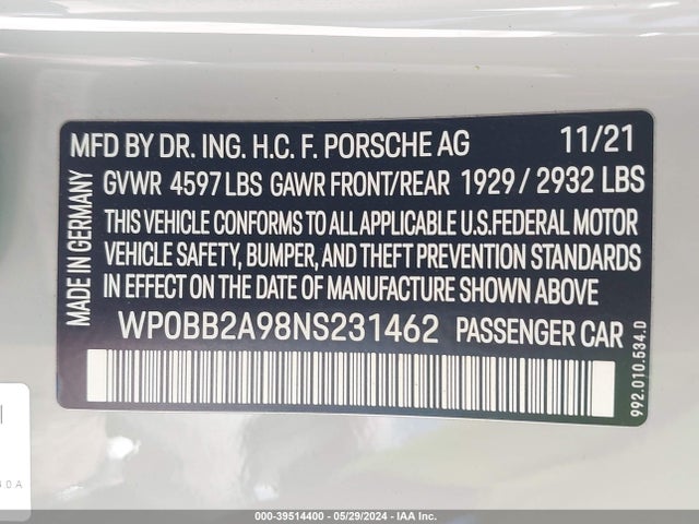 2022 PORSCHE 911 WP0BB2A98NS231462 Photo 8