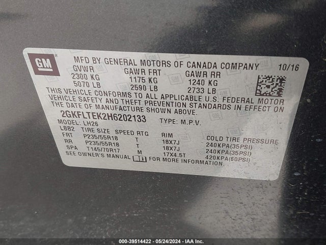 2GKFLTEK2H6202133 GMC Terrain Sle-2