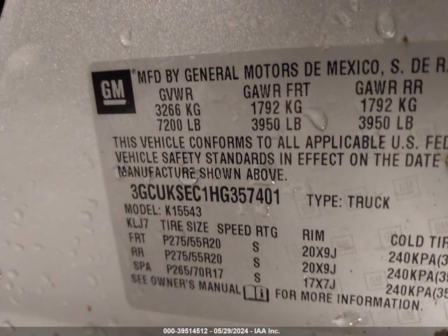 Chevrolet Silverado 1500 2lz 2017 3GCUKSEC1HG357401 Image 9