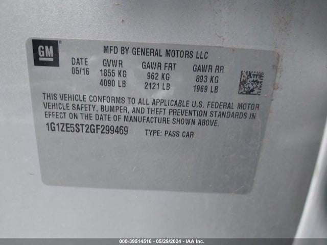 Chevrolet MALIBU 1LT 2016 1G1ZE5ST2GF299469 Image 9