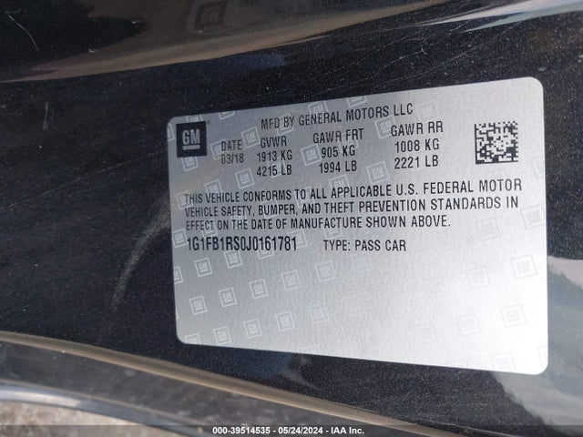 Chevrolet Camaro 1lt 2018 1G1FB1RS0J0161781 Image 9
