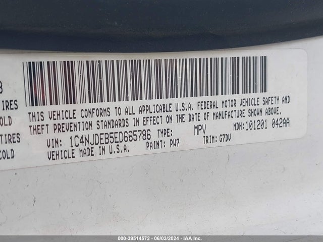 Jeep Compass Latitude 2014 1C4NJDEB5ED665786 Image 9