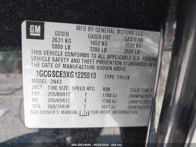 1GCGSCE3XG1225513 Chevrolet Colorado Lt