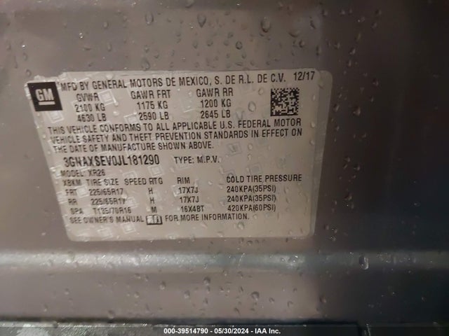 Chevrolet EQUINOX LT 2018 3GNAXSEV0JL181290 Image 9