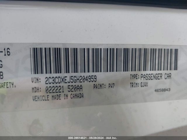 2C3CDXEJ5GH204959 Dodge Charger Srt 392