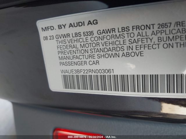 WAUE3BF22RN003061 Audi A6 Premium Plus 45 Tfsi Quattro S Tronic