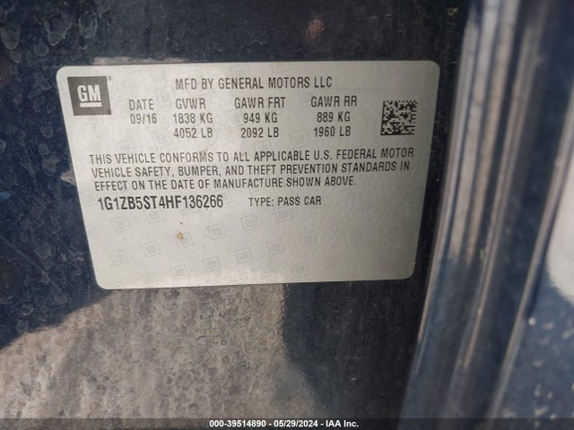 Chevrolet MALIBU LS 2017 1G1ZB5ST4HF136266 Image 9