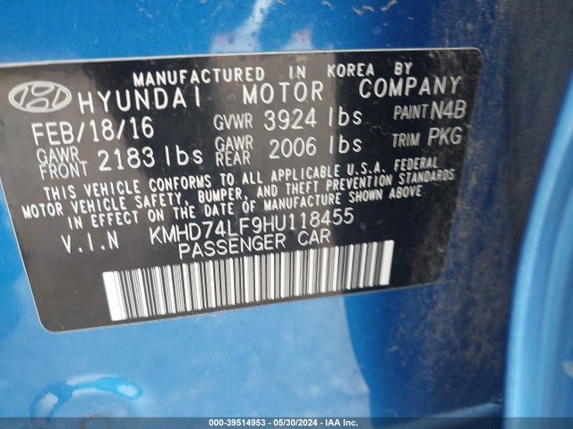 Hyundai ELANTRA SE 2017 KMHD74LF9HU118455 Image 9