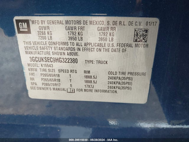 Chevrolet Silverado 1500 2lz 2017 3GCUKSEC9HG322380 Image 9