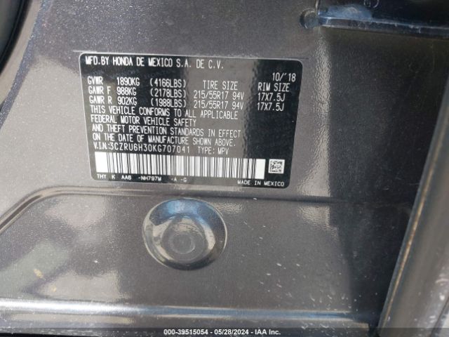 3CZRU6H30KG707041 Honda HR-V LX