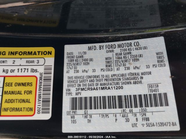 3FMCR9A61MRA11200 Ford Bronco Sport