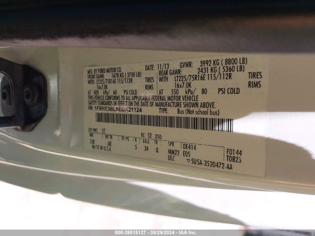 Ford E-350 Super Duty Xlt 2014 1FBNE3BL5EDA21124 Image 9
