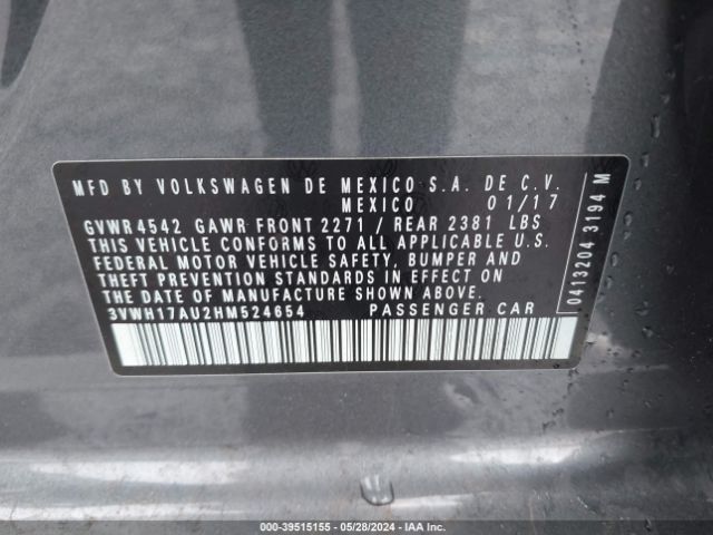 3VWH17AU2HM524654 Volkswagen Golf Alltrack Tsi S/tsi Se/tsi Sel