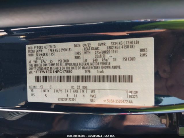 1FTFW1ED1NFC17880 Ford F-150 King Ranch