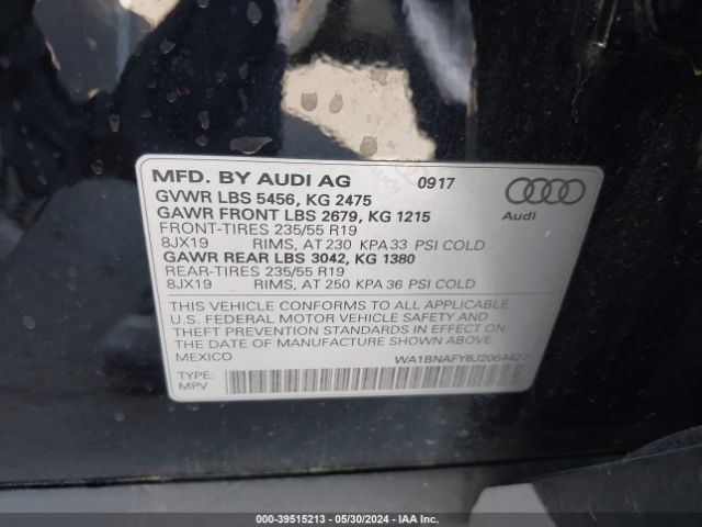 WA1BNAFY6J2064427 Audi Q5 2.0t Premium/2.0t Tech Premium