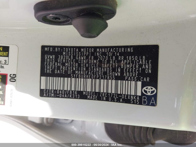 Toyota Corolla Le Plus 2015 5YFBURHE0FP217855 Image 9