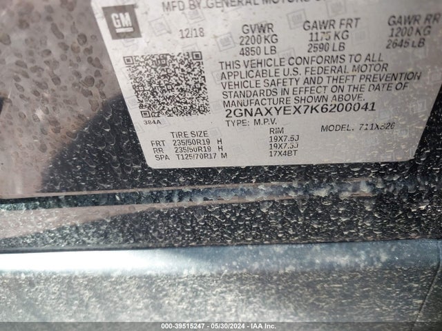 Chevrolet Equinox Premier 2019 2GNAXYEX7K6200041 Image 9