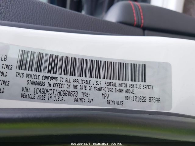 1C4SDHCT1HC660673 Dodge Durango R/t Rwd