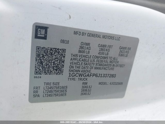 1GCWGAFP6J1337283 Chevrolet Express 2500 Work Van