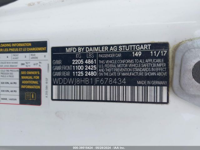 WDDWJ8HB1JF678434 Mercedes-Benz Amg C 63 S