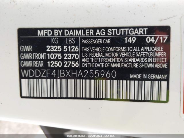 WDDZF4JBXHA255960 Mercedes-Benz E 300