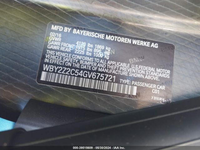 WBY2Z2C54GV675721 BMW I8