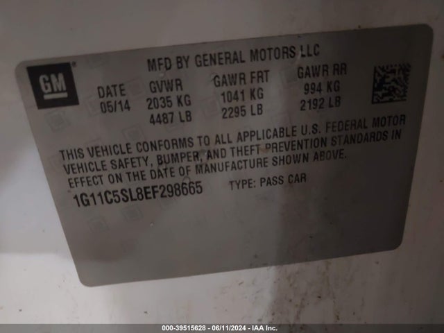 Chevrolet MALIBU 1LT 2014 1G11C5SL8EF298665 Image 9