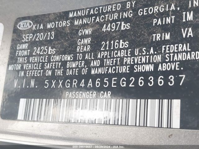 5XXGR4A65EG263637 KIA Optima Sx Turbo