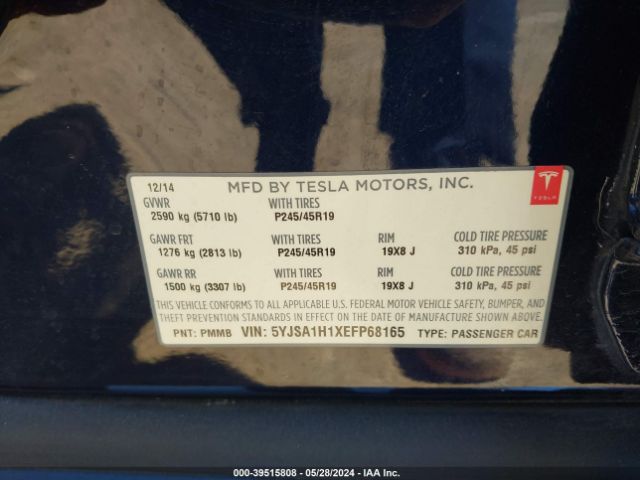 5YJSA1H1XEFP68165 Tesla Model S P85