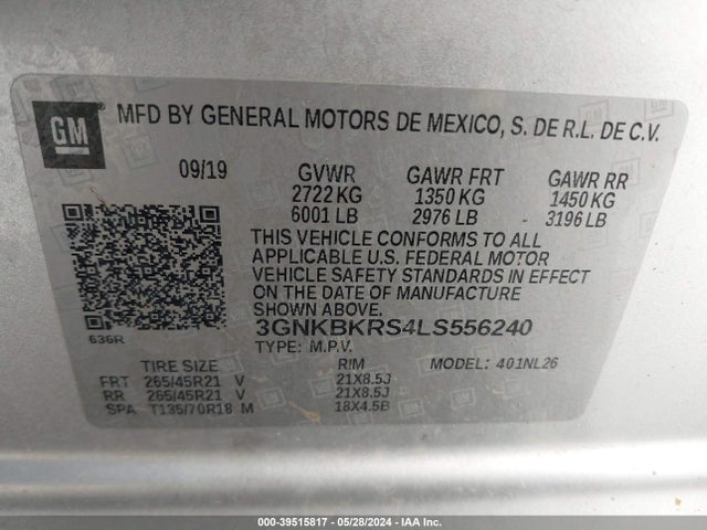 Chevrolet Blazer Awd Rs 2020 3GNKBKRS4LS556240 Image 9