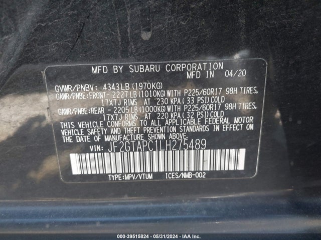 Subaru Crosstrek Premium 2020 JF2GTAPC1LH275489 Image 9