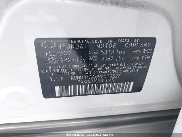 KMHM34AA6PA026528 Hyundai Ioniq 6 Sel