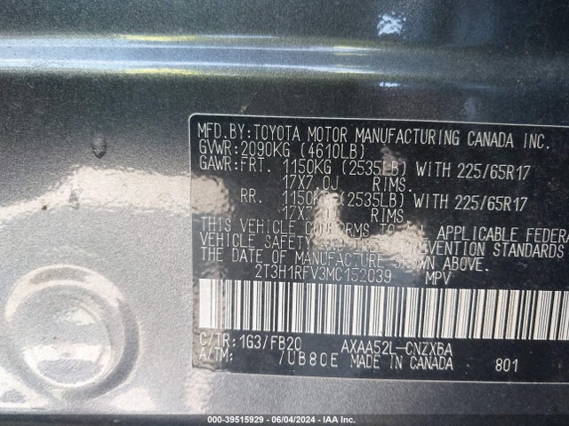 Toyota RAV4 LE 2021 2T3H1RFV3MC152039 Image 9