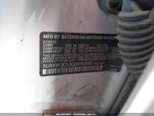5UXXW3C53G0R19506 BMW X4 Xdrive28i