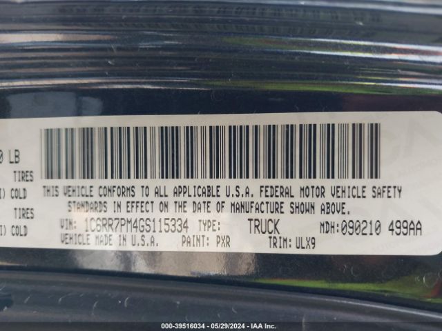 1C6RR7PM4GS115334 RAM 1500 Longhorn Limited