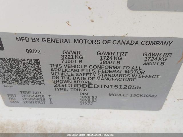2GCUDDED1N1512855 Chevrolet Silverado 1500 4wd  Standard Bed Lt