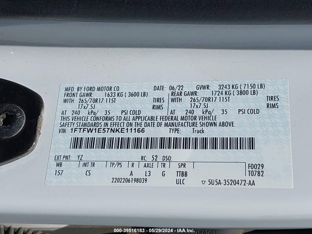 Ford F-150 Xl 2022 1FTFW1E57NKE11166 Image 9