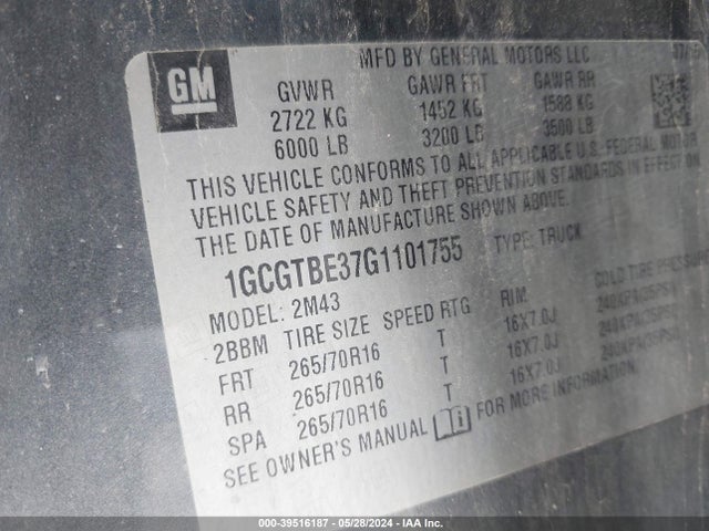 Chevrolet Colorado Wt 2016 1GCGTBE37G1101755 Image 9