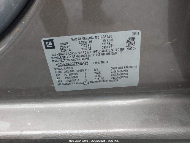 Chevrolet Silverado 1500 1lz 2014 1GCVKSEC8EZ345472 Image 9