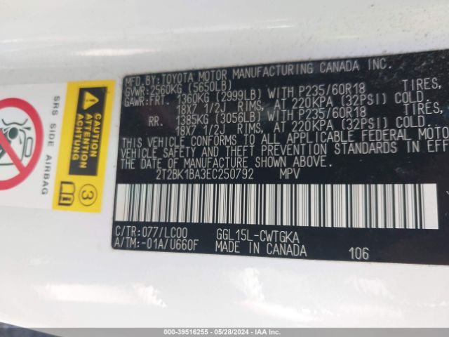 2T2BK1BA3EC250792 Lexus RX 350