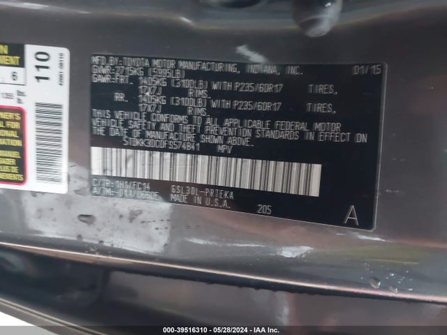 Toyota Sienna Le 8 Passenger 2015 5TDKK3DC0FS574841 Image 9