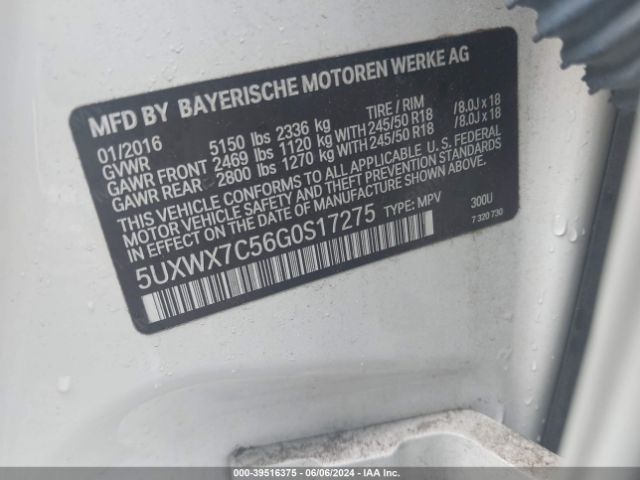 5UXWX7C56G0S17275 BMW X3 Xdrive35i
