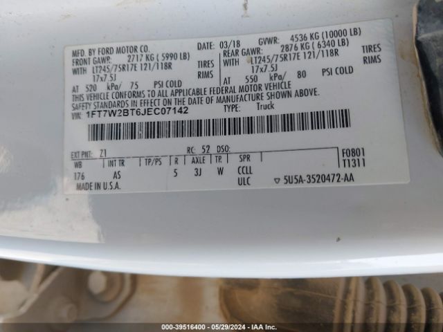 1FT7W2BT6JEC07142 Ford F-250 Xl