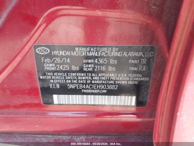 Hyundai SONATA GLS 2014 5NPEB4AC1EH903882 Image 9