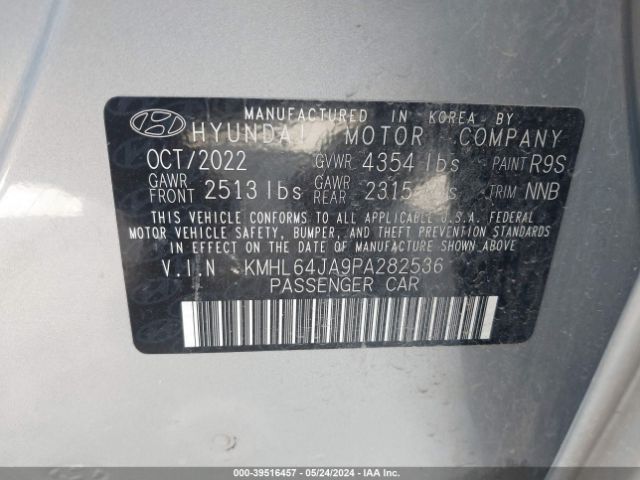 KMHL64JA9PA282536 Hyundai SONATA SEL
