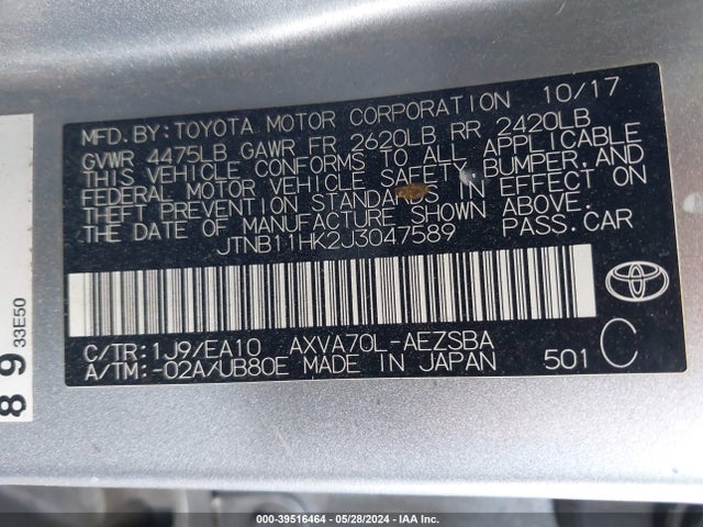 Toyota CAMRY SE 2018 JTNB11HK2J3047589 Image 9