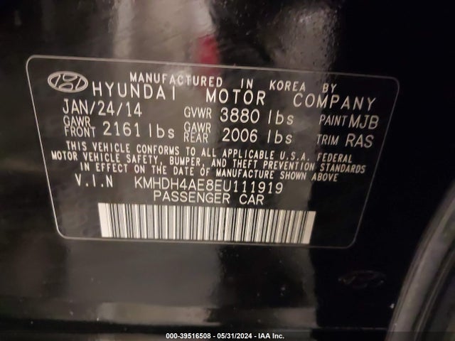 Hyundai ELANTRA SE 2014 KMHDH4AE8EU111919 Image 9