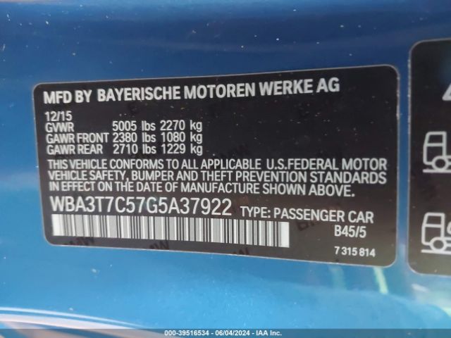 WBA3T7C57G5A37922 BMW 435i Xdrive
