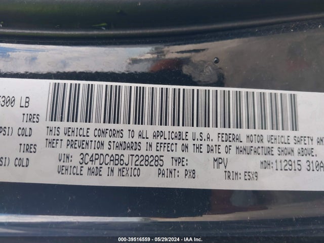 Dodge JOURNEY SE 2018 3C4PDCAB6JT228285 Image 9